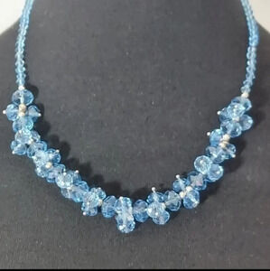 Vintage Blue Crystal‎ Necklace Screw Closure